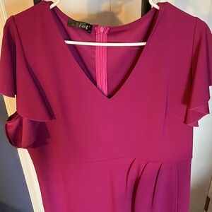 iHot Purple Plum Dress V Neck 2XL Ruffle Pleat